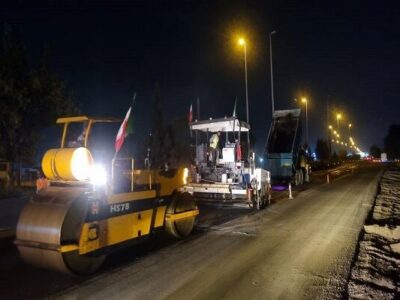 روکش آسفالت محورهای مازندران با توان کامل و بهصورت شبانهروزی ادامه دارد